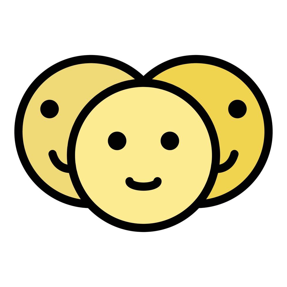 vrienden emoji icoon kleur schets vector