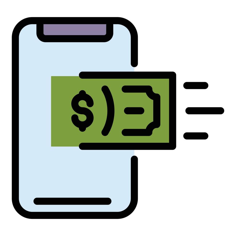 smartphone contant geld overdracht icoon kleur schets vector