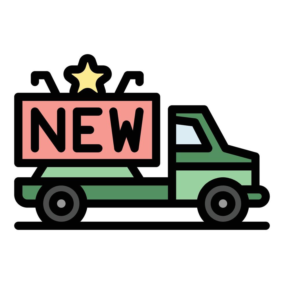 nieuw campagne vrachtauto icoon kleur schets vector