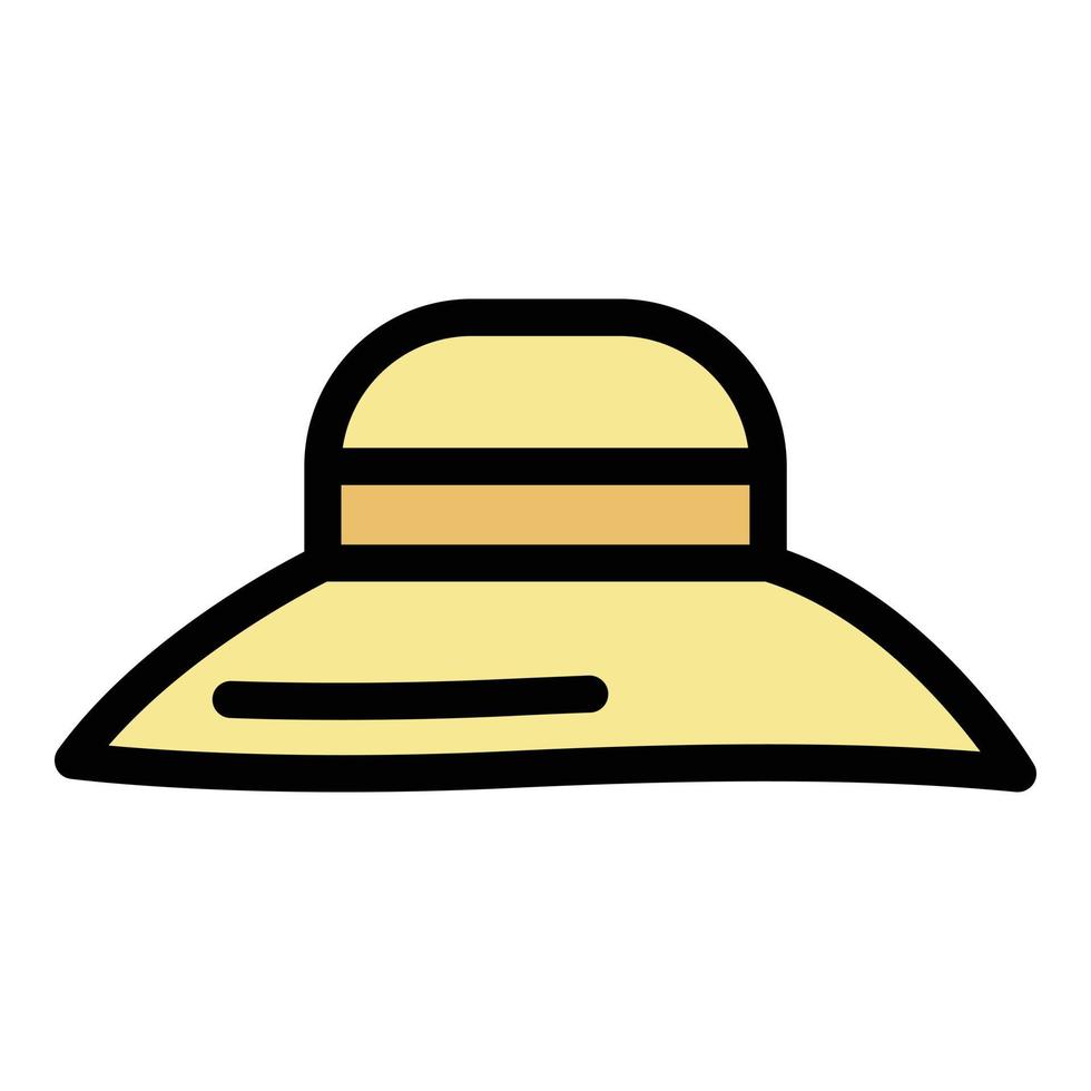 vrouw strand hoed icoon kleur schets vector
