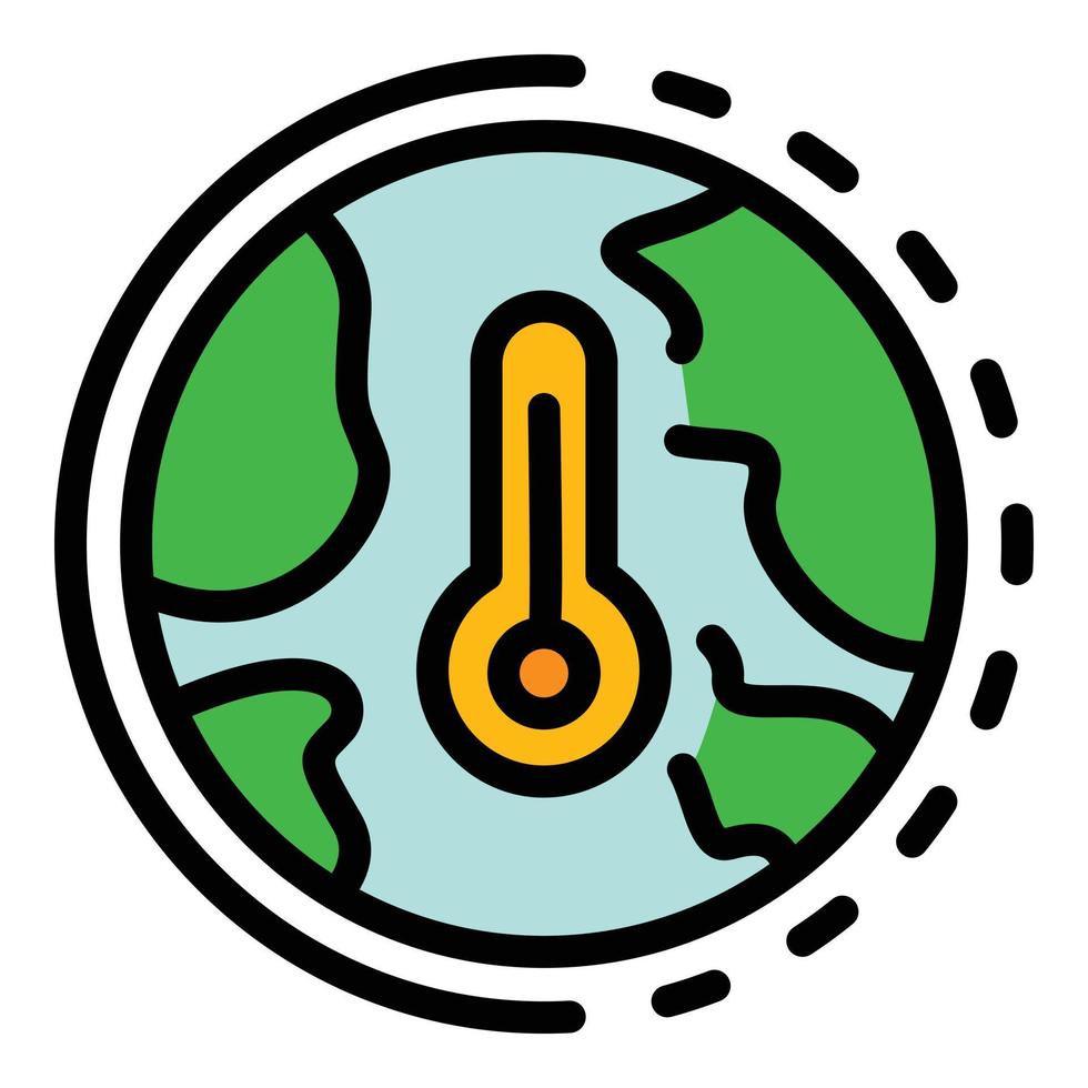 globaal heet temperatuur icoon kleur schets vector