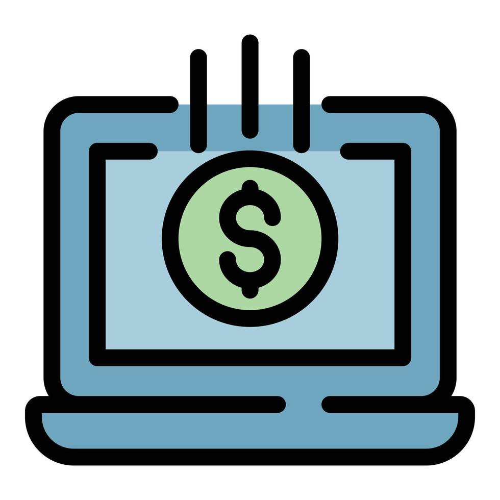 web geld laptop icoon kleur schets vector