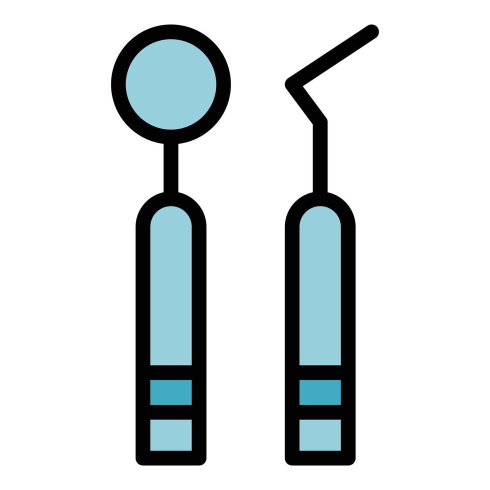 tandheelkundig spiegel en haak icoon kleur schets vector
