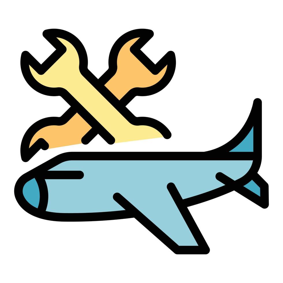 luchthaven vliegtuig reparatie icoon kleur schets vector