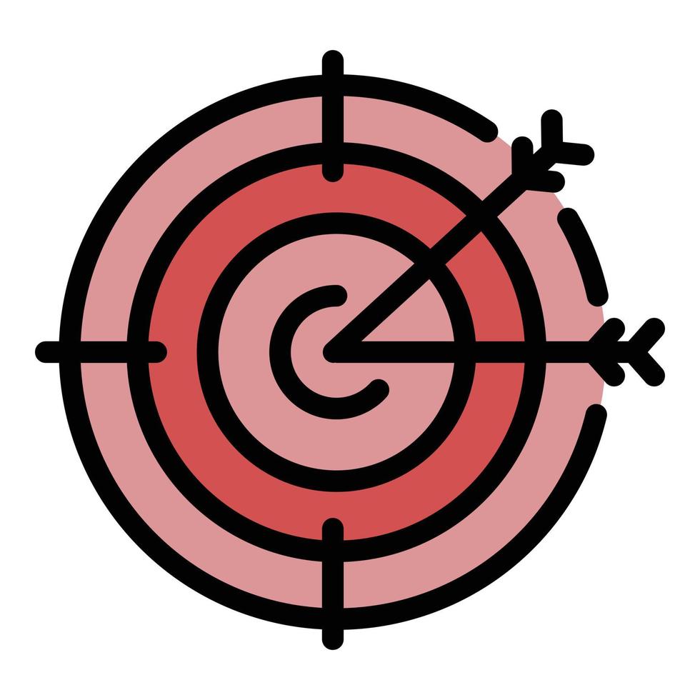 doelwit cirkel en darts icoon kleur schets vector