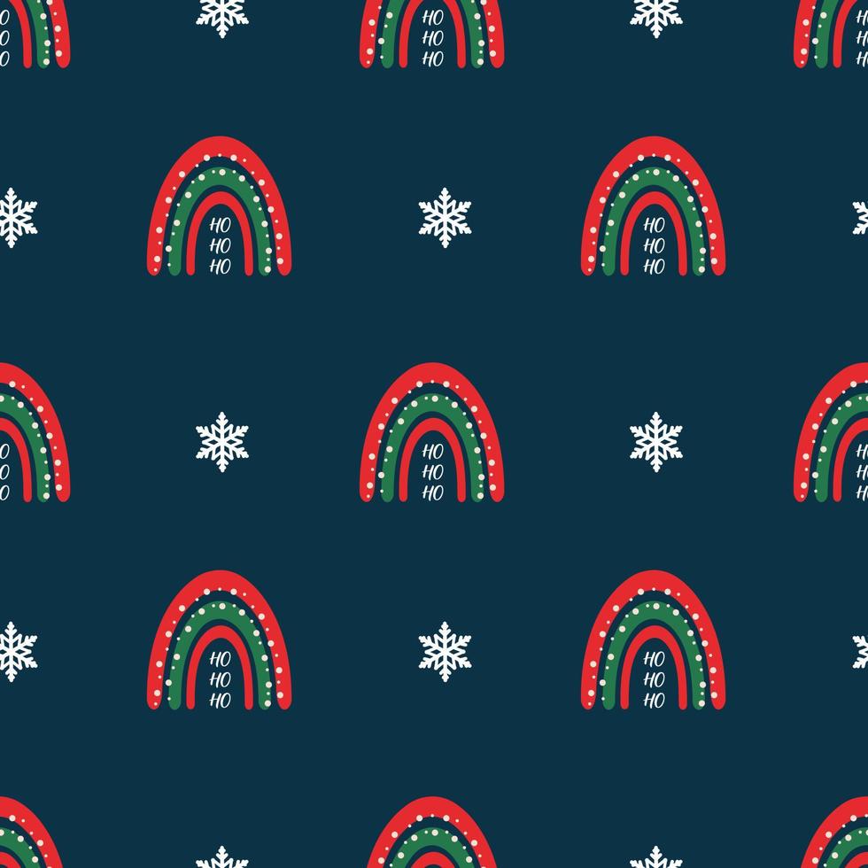 naadloos Kerstmis patroon. achtergrond met regenboog, sneeuwvlokken. perfect voor omhulsel papier, groet kaarten, textiel vector