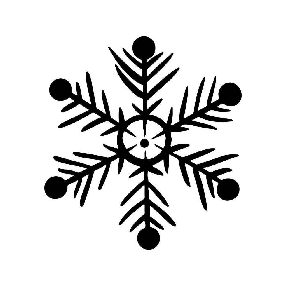 winter Kerstmis sneeuwvlok. sneeuwvlok hand- getrokken in tekening stijl. gelukkig nieuw jaar. illustratie voor grafiek, website, logo, pictogrammen, ansichtkaarten vector