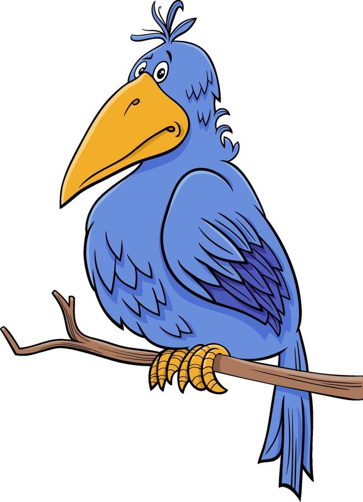 cartoon fantasie blauwe vogel komische karakter vector