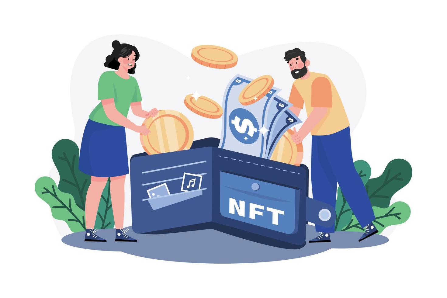 nft portemonnee illustratie concept. een vlak illustratie geïsoleerd Aan wit achtergrond vector