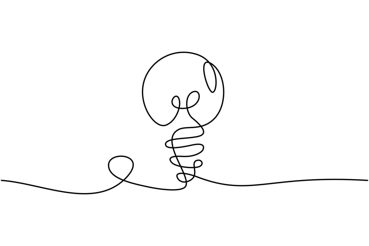 doorlopend lijn tekening. electisch licht lamp Aan wit achtergrond. opstarten bedrijf idee concept met bewerkbare hartinfarct. vrij downloaden vector illustratie