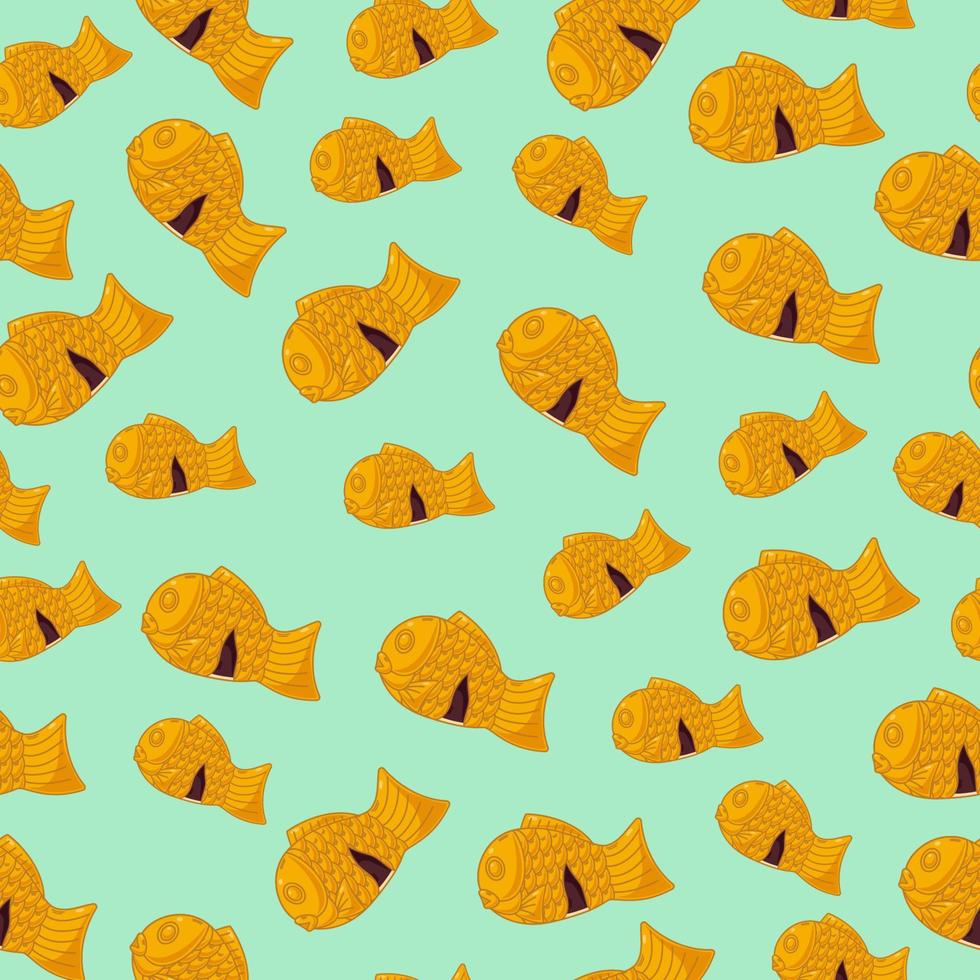 tekenfilm taiyaki, Japans voedsel naadloos patroon Aan kleurrijk achtergrond vector