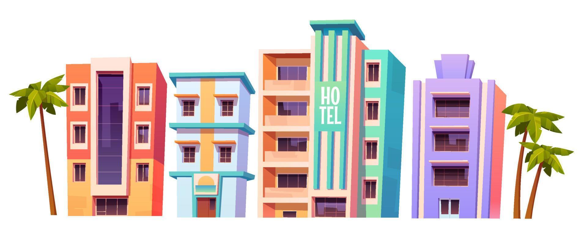 gebouwen, modern hotels in Miami Bij zomer tijd vector