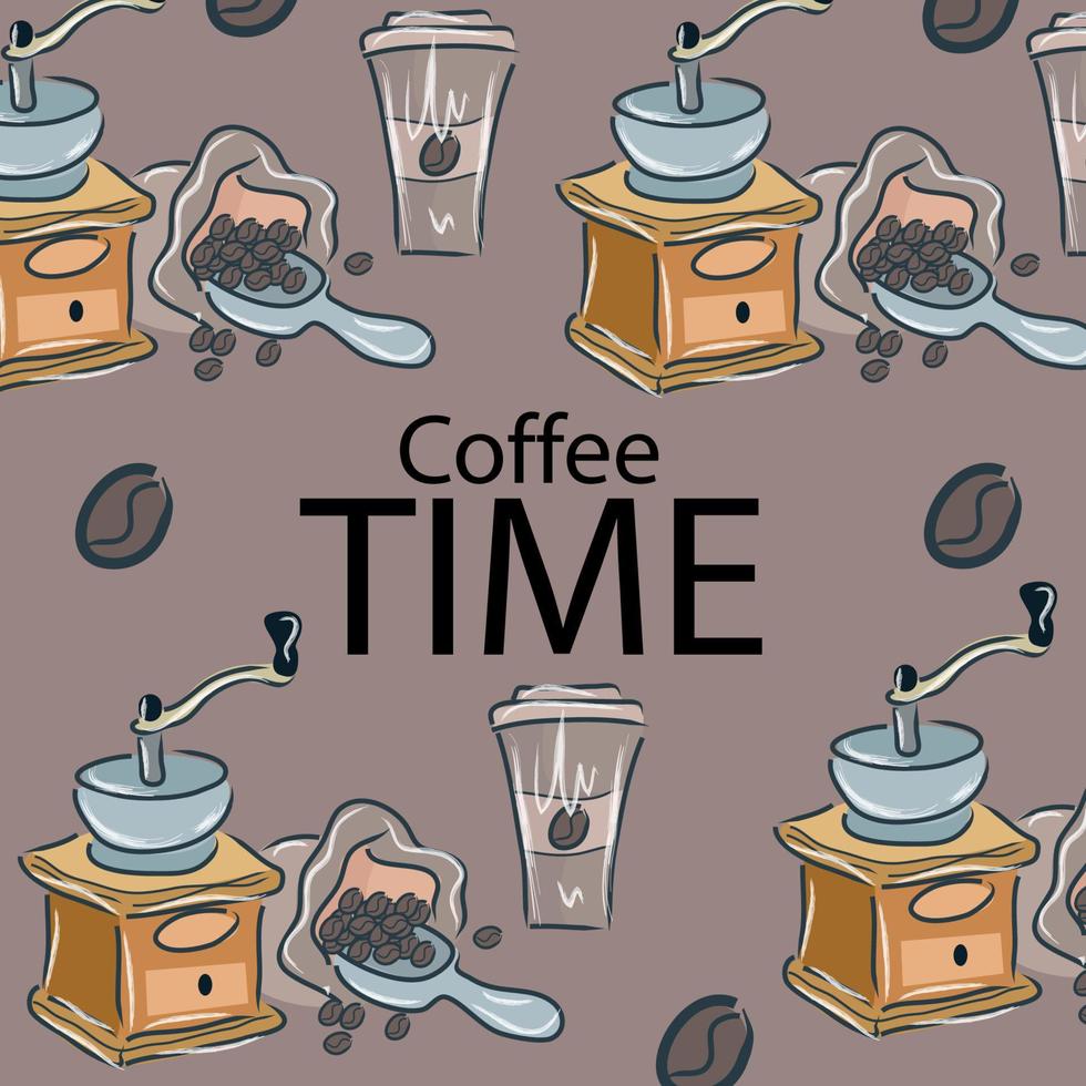 koffie tekening achtergrond is passend voor uw koffie winkel muur decor. vector
