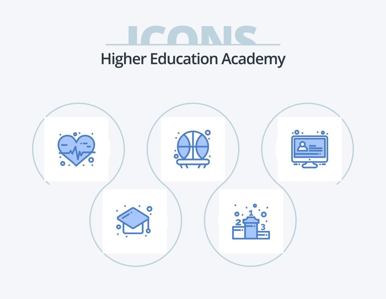 academie blauw icoon pak 5 icoon ontwerp. les. hart tarief. onderwijs. schot vector
