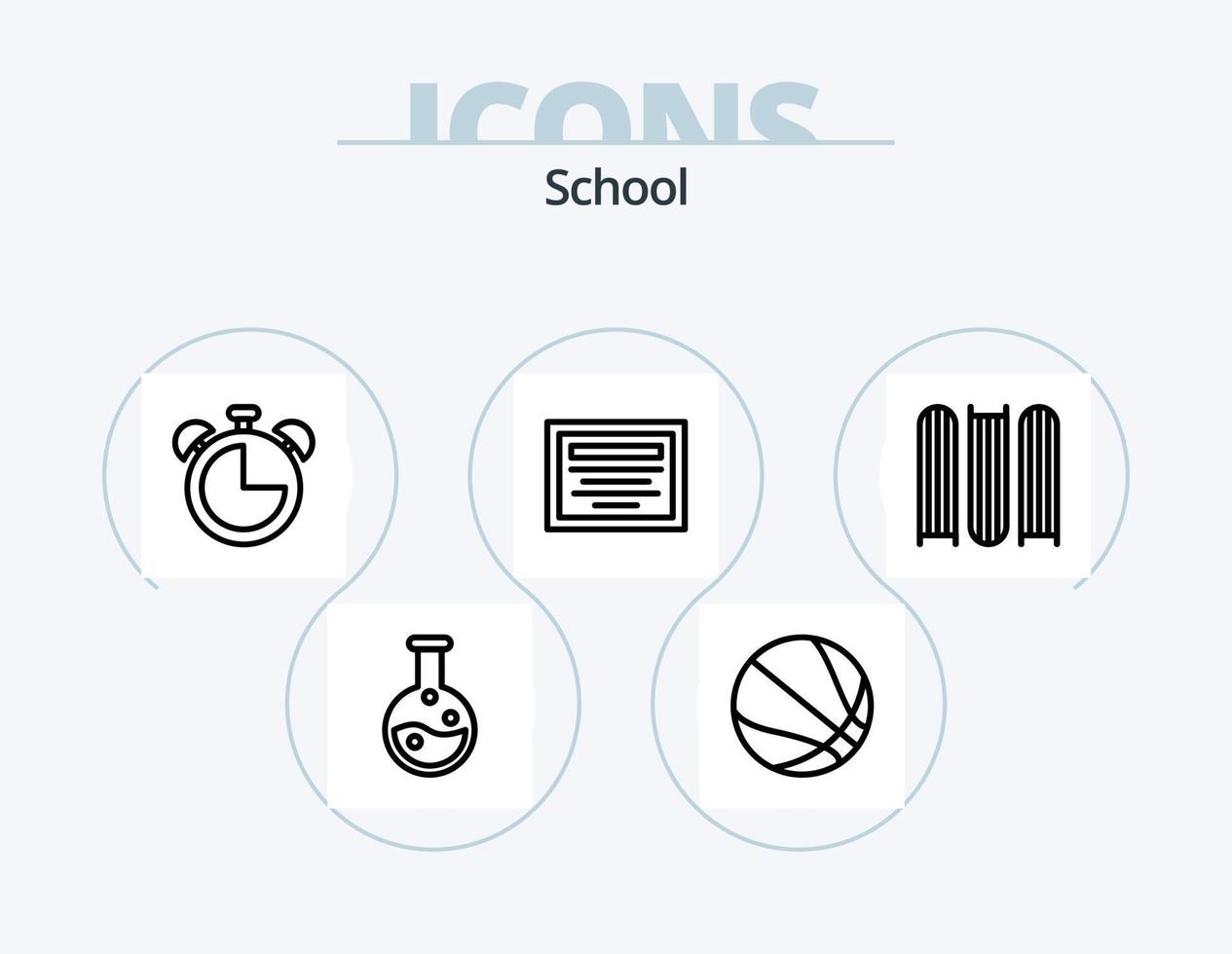 school- lijn icoon pak 5 icoon ontwerp. . . potlood. basketbal. onderwijs vector