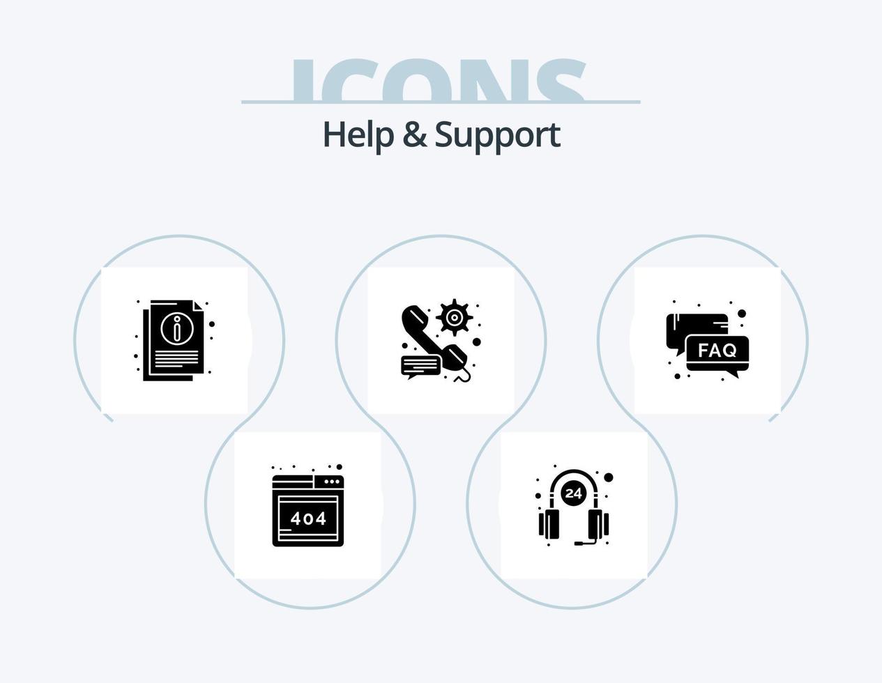 helpen en ondersteuning glyph icoon pak 5 icoon ontwerp. helpen. bericht. informatie. instelling. uitrusting vector