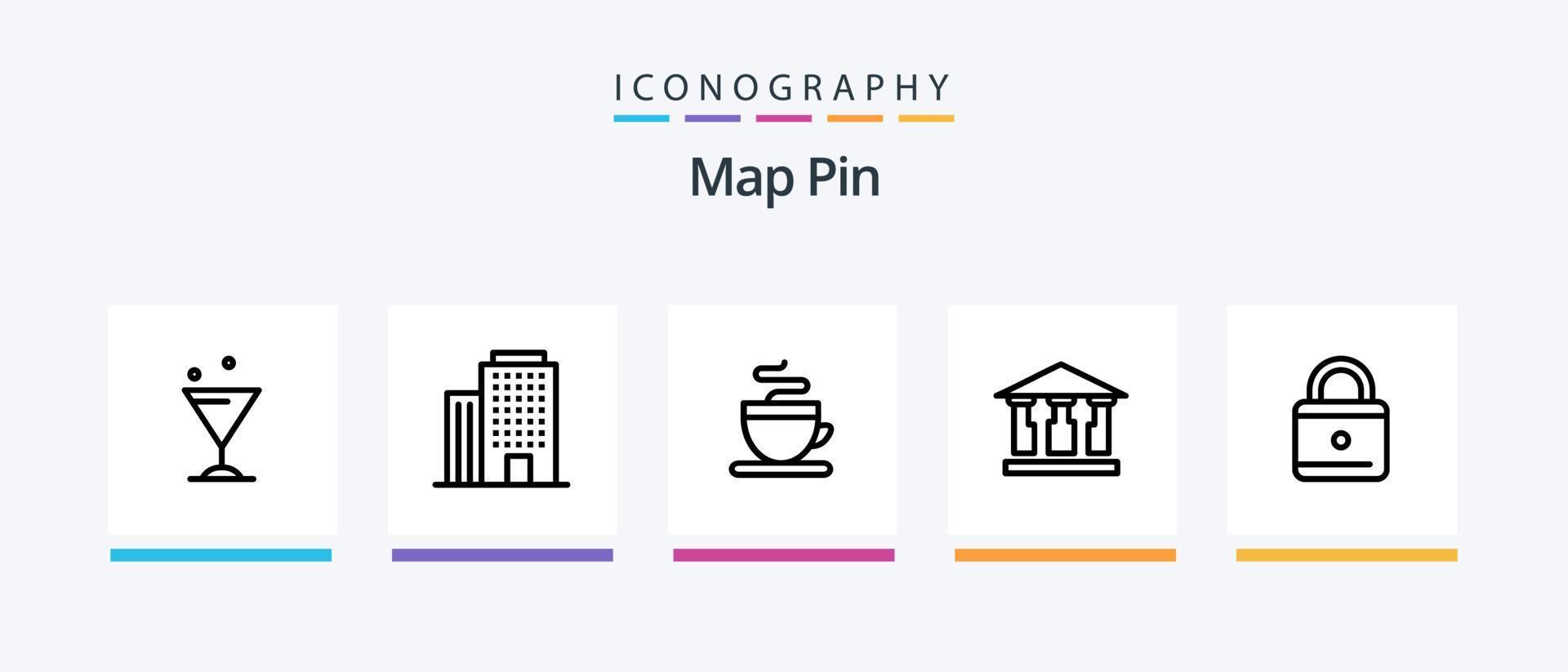 kaart pin lijn 5 icoon pak inclusief . geld. diploma uitreiking. kap. creatief pictogrammen ontwerp vector