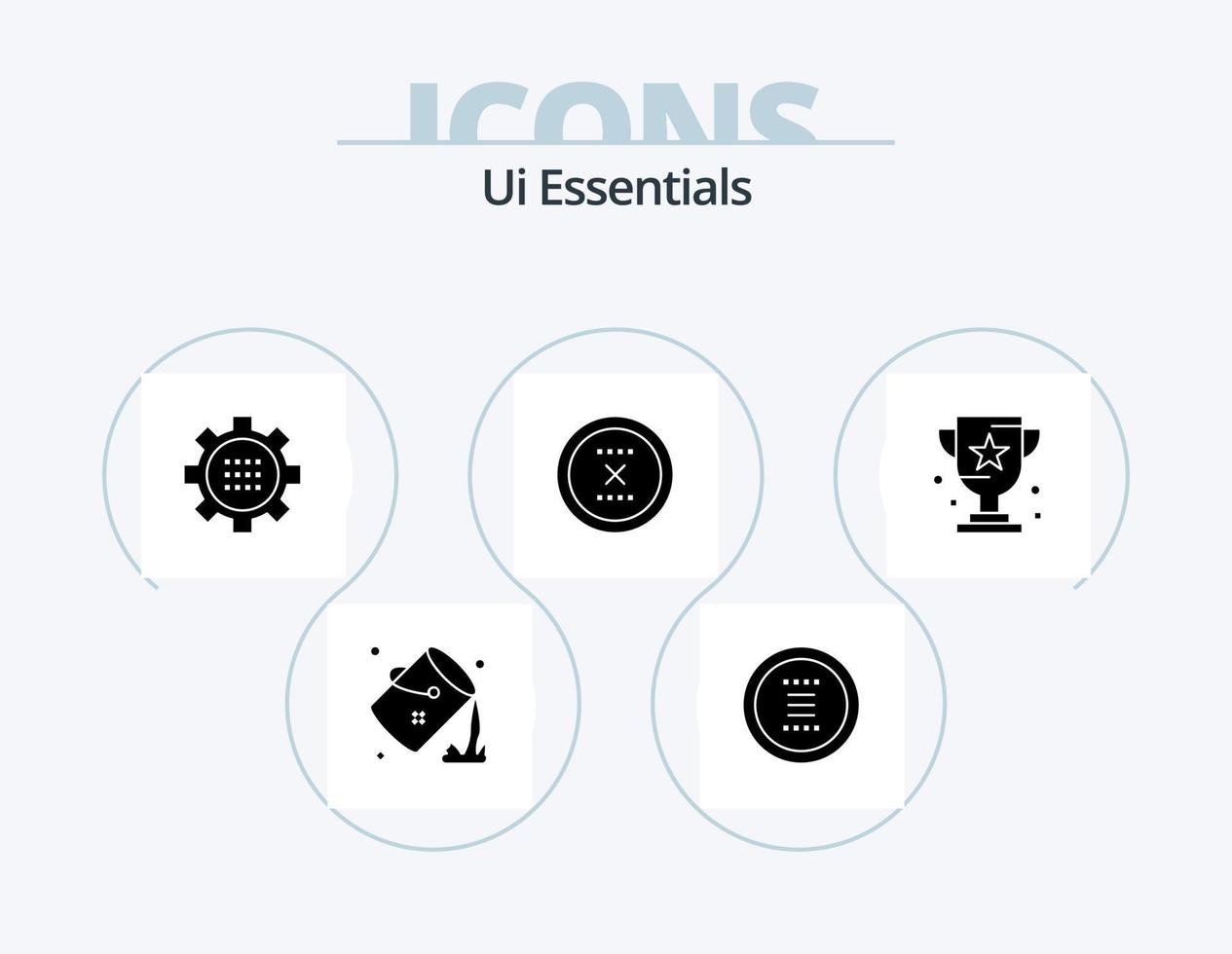 ui essentials glyph icoon pak 5 icoon ontwerp. dichtbij. annuleren. menu. instelling. uitrusting vector