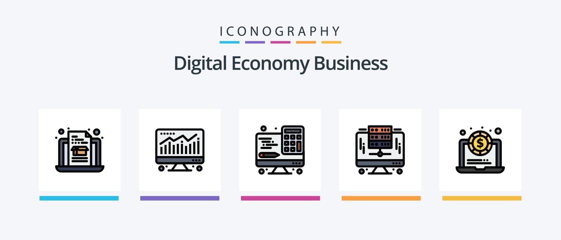 digitaal economie bedrijf lijn gevulde 5 icoon pak inclusief . het dossier. grafiek. computer. creatief pictogrammen ontwerp vector