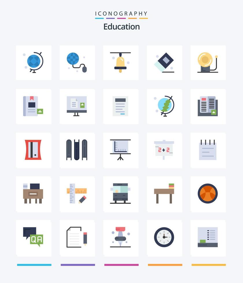 creatief onderwijs 25 vlak icoon pak zo net zo onderwijs. . klok. stationair. onderwijs vector