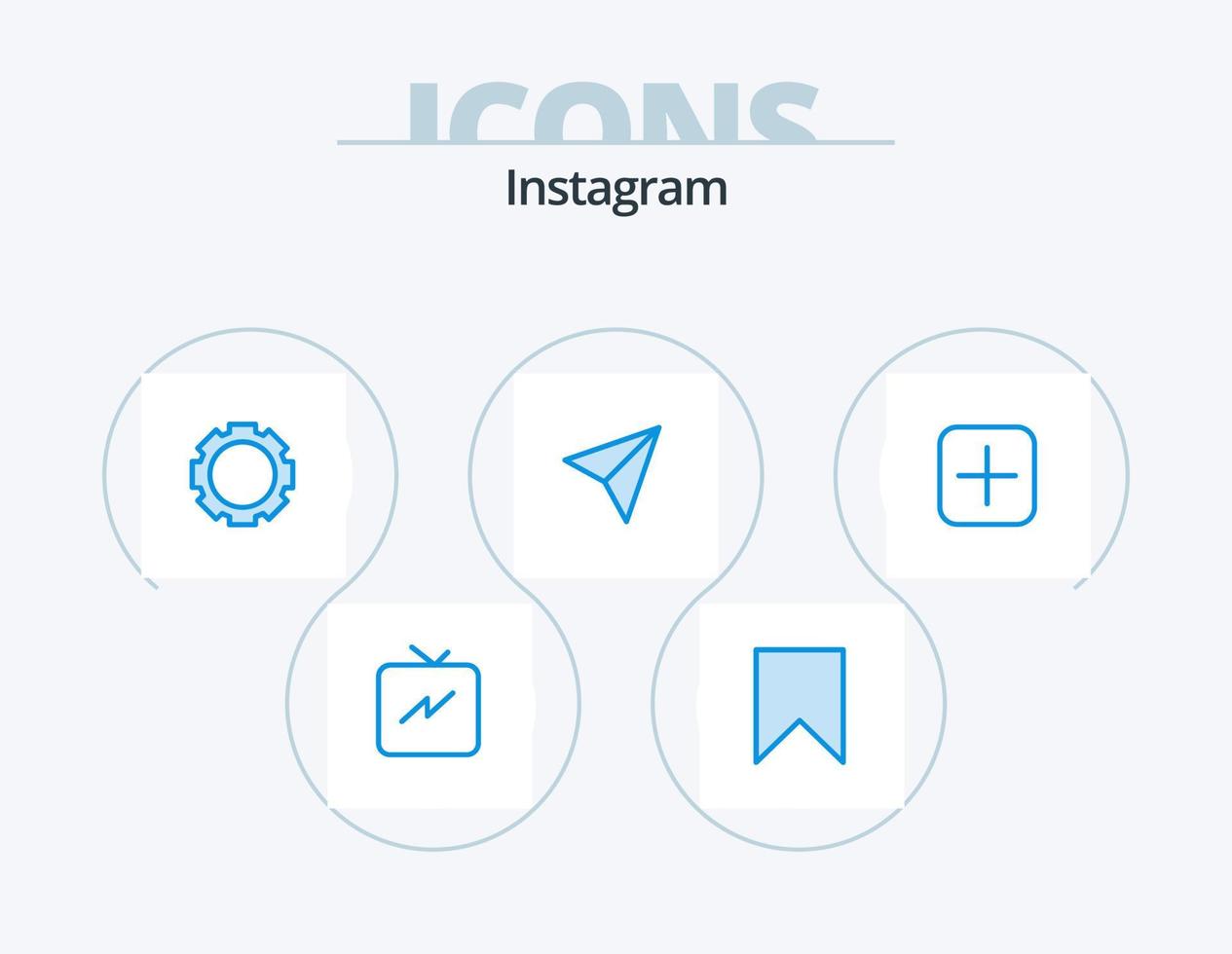 instagram blauw icoon pak 5 icoon ontwerp. uploaden. plus. versnelling. instagram. sets vector