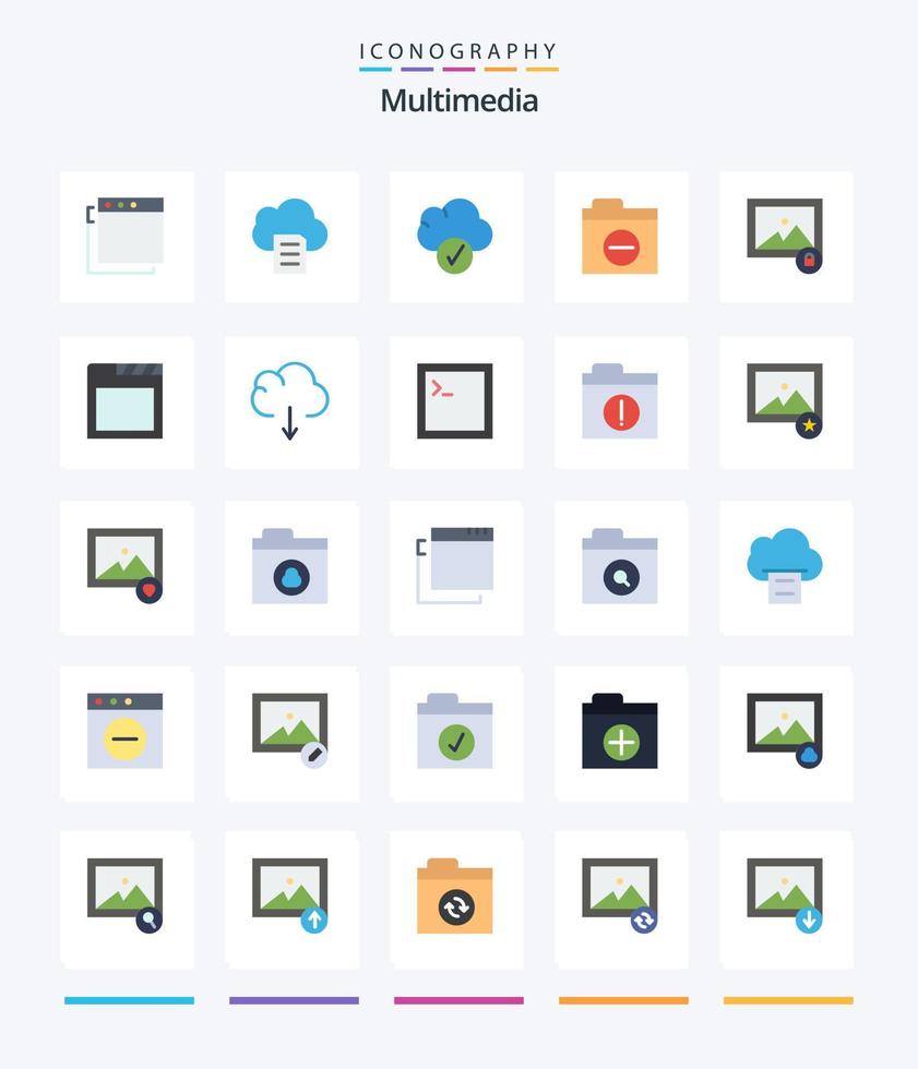 creatief multimedia 25 vlak icoon pak zo net zo tabbladen. app. map. foto. beeld vector