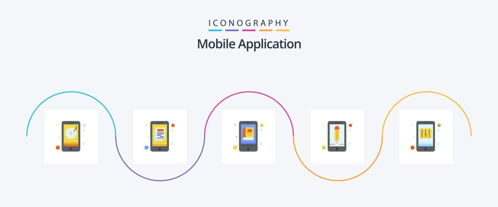 mobiel toepassing vlak 5 icoon pak inclusief sollicitatie. ui. app. koppel. app vector