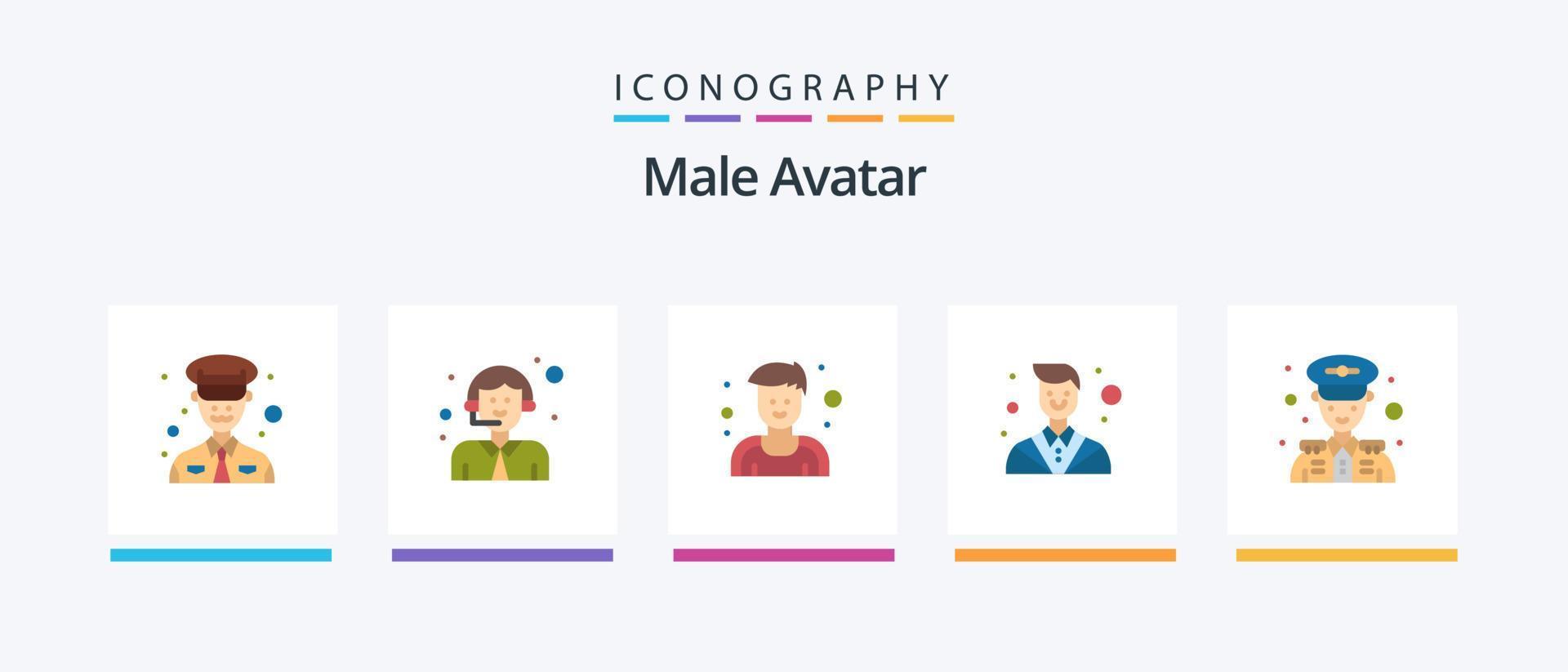 mannetje avatar vlak 5 icoon pak inclusief . Mens. Mens. politie. medewerker. creatief pictogrammen ontwerp vector