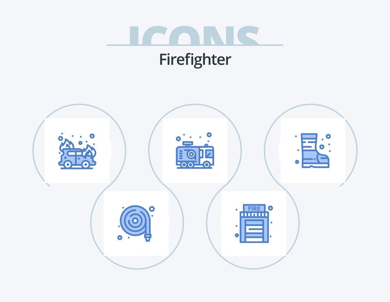brandweerman blauw icoon pak 5 icoon ontwerp. veiligheid. laarzen. brand. brandweerman. brand vector