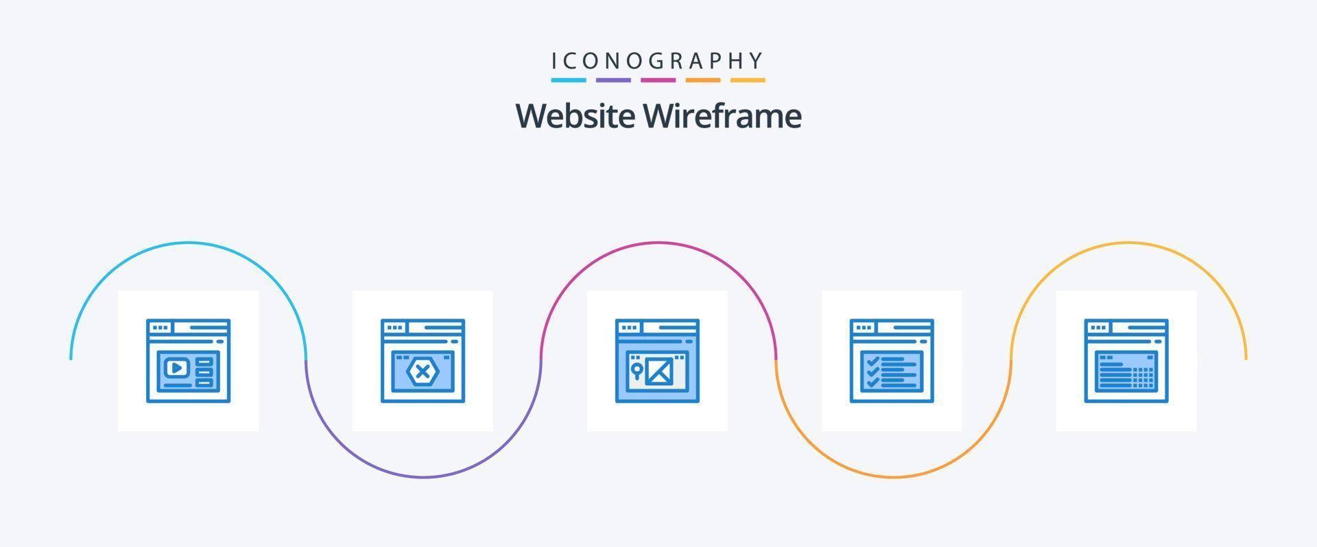 website wireframe blauw 5 icoon pak inclusief website. bladzijde. website. internetten. web vector