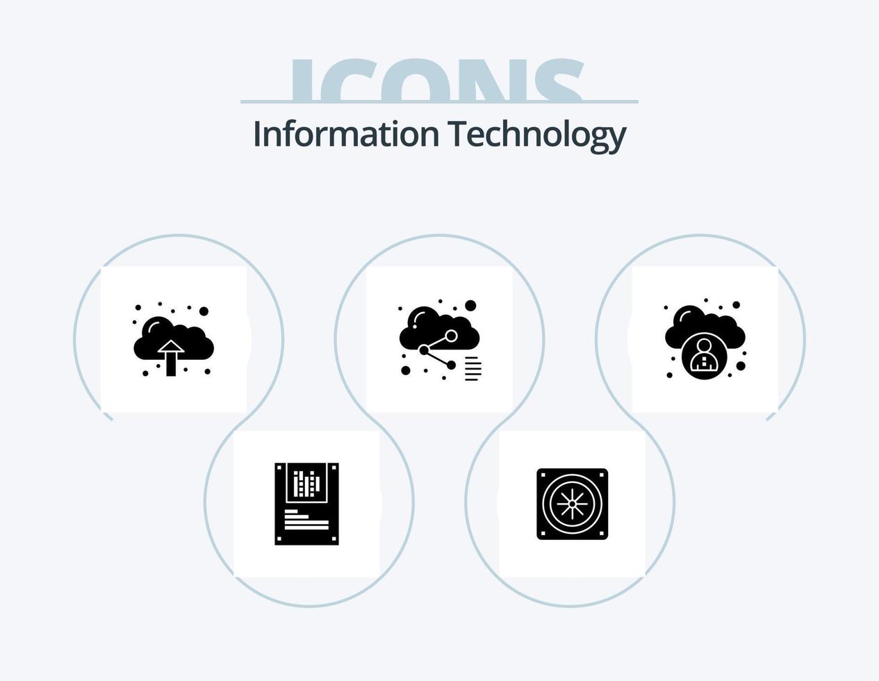 informatie technologie glyph icoon pak 5 icoon ontwerp. . wolk. gegevens. administratie. delen vector