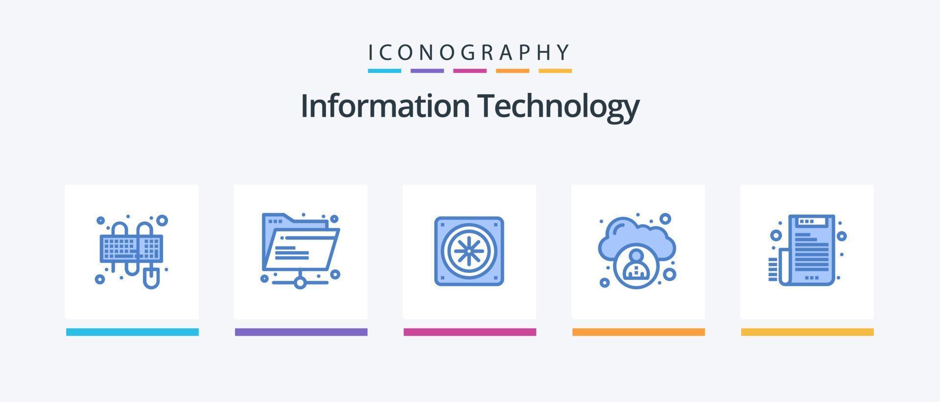 informatie technologie blauw 5 icoon pak inclusief brief. e-mail. computer. elektronisch. wolk. creatief pictogrammen ontwerp vector