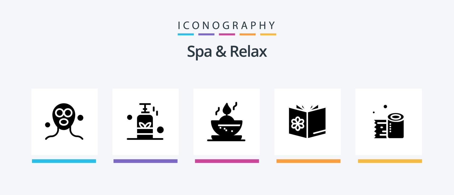 spa en kom tot rust glyph 5 icoon pak inclusief kom . olie . kaars in schaal. schaal. creatief pictogrammen ontwerp vector