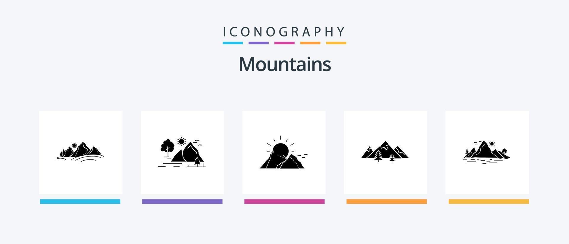 bergen glyph 5 icoon pak inclusief . natuur. boom. landschap. creatief pictogrammen ontwerp vector