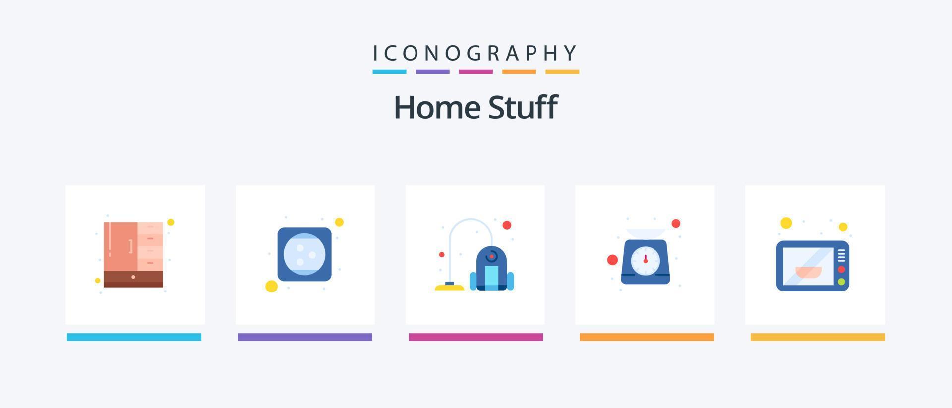 huis dingen vlak 5 icoon pak inclusief magnetron. gewicht schaal. schoner. gewicht. Koken. creatief pictogrammen ontwerp vector