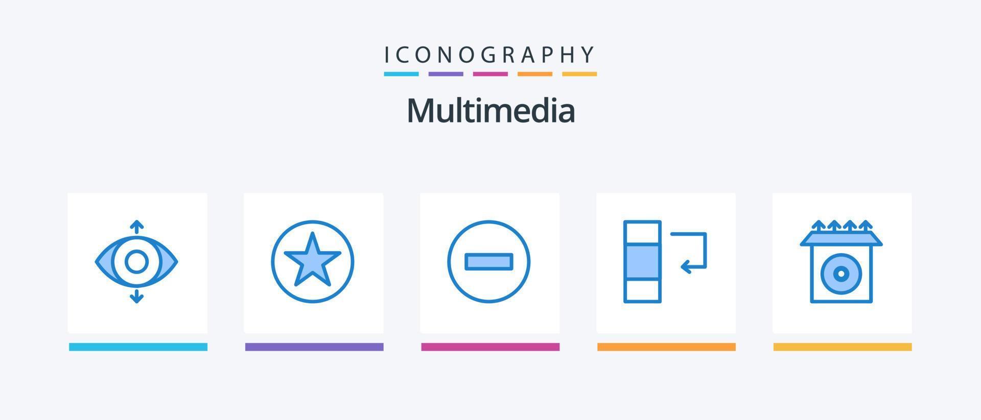 multimedia blauw 5 icoon pak inclusief . installeren. multimediaal. CD. gegevens. creatief pictogrammen ontwerp vector