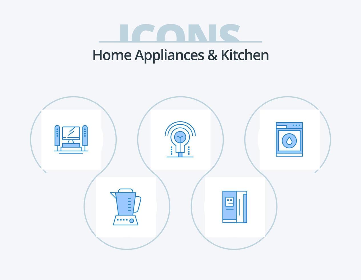 huis huishoudelijke apparaten en keuken blauw icoon pak 5 icoon ontwerp. machine. hotel. computer. licht. lamp vector