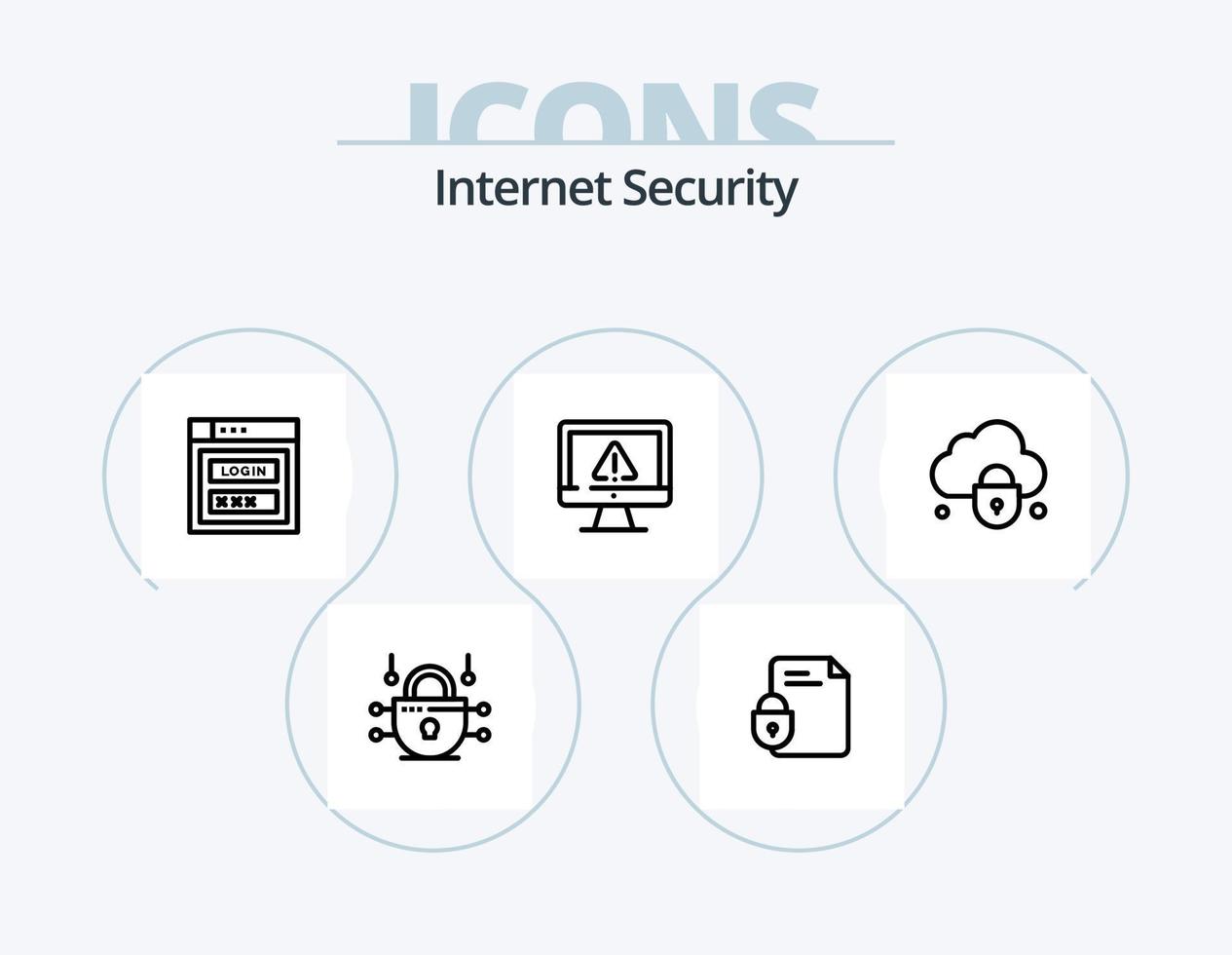 internet veiligheid lijn icoon pak 5 icoon ontwerp. elektronisch. veiligheid. op slot. internet vector