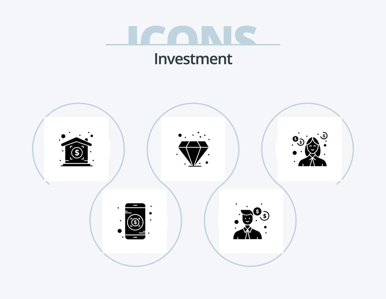 investering glyph icoon pak 5 icoon ontwerp. docent. investering. prijs. onderwijs. investering vector