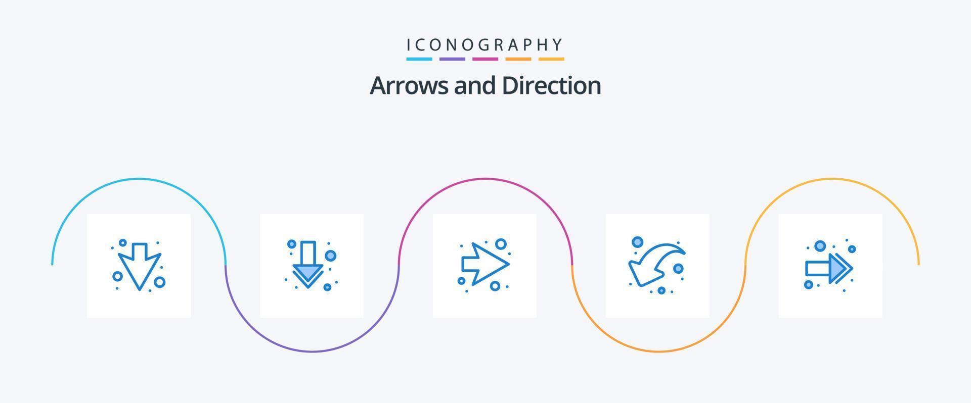 pijl blauw 5 icoon pak inclusief . omlaag. Rechtsaf vector