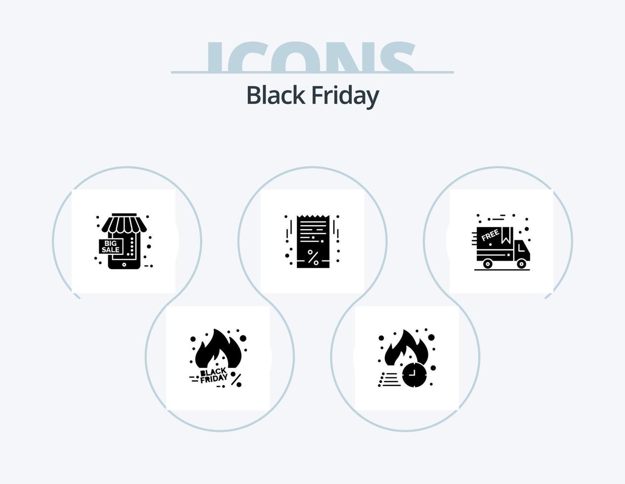 zwart vrijdag glyph icoon pak 5 icoon ontwerp. ontvangst. zwart vrijdag. heet. rekening. handel vector