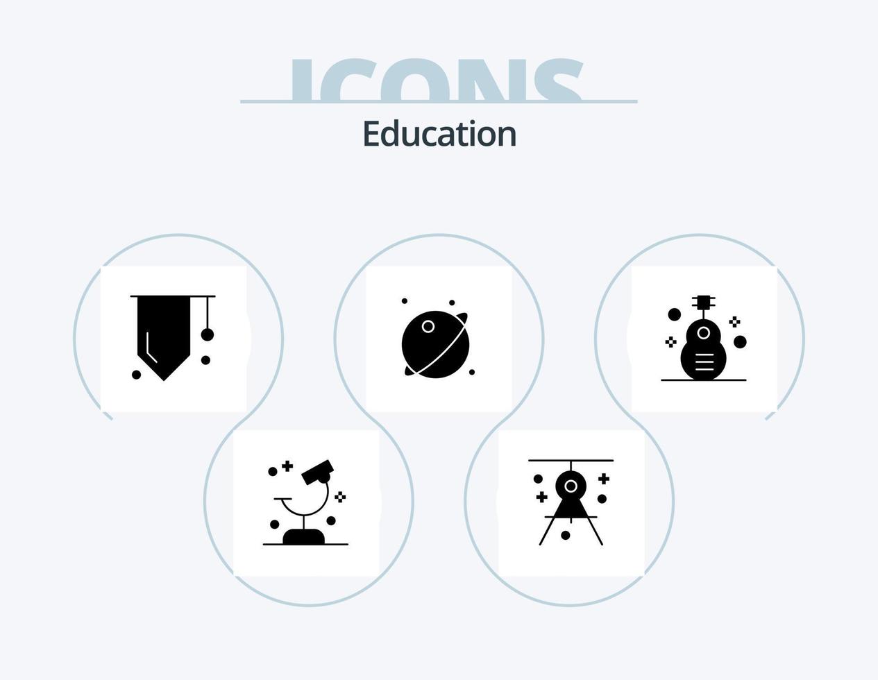 onderwijs glyph icoon pak 5 icoon ontwerp. ruimte. baan. het opstellen van. astronomie. studie vector