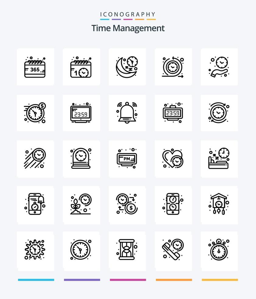 creatief tijd beheer 25 schets icoon pak zo net zo klok. routine. klok. normaal. tijd vector