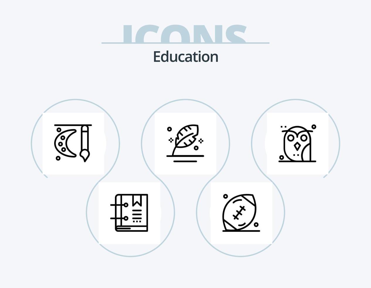 onderwijs lijn icoon pak 5 icoon ontwerp. kennisgeving. klok. plak. alarm. heerser vector