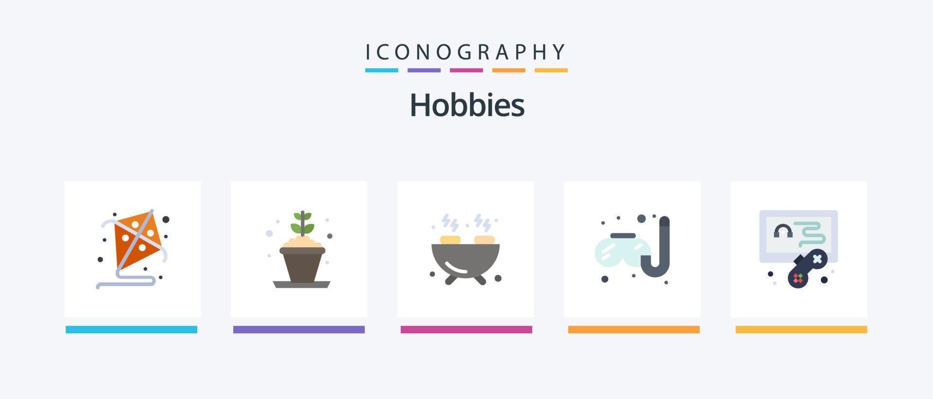 hobby's vlak 5 icoon pak inclusief . spel. voedsel. hobby. hobby. creatief pictogrammen ontwerp vector