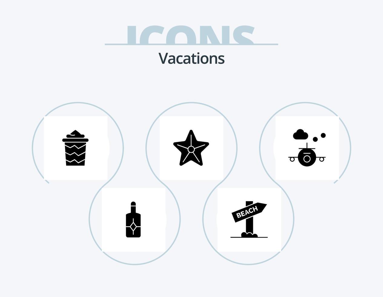 vakanties glyph icoon pak 5 icoon ontwerp. ster . strand . vakantie. zomer vector