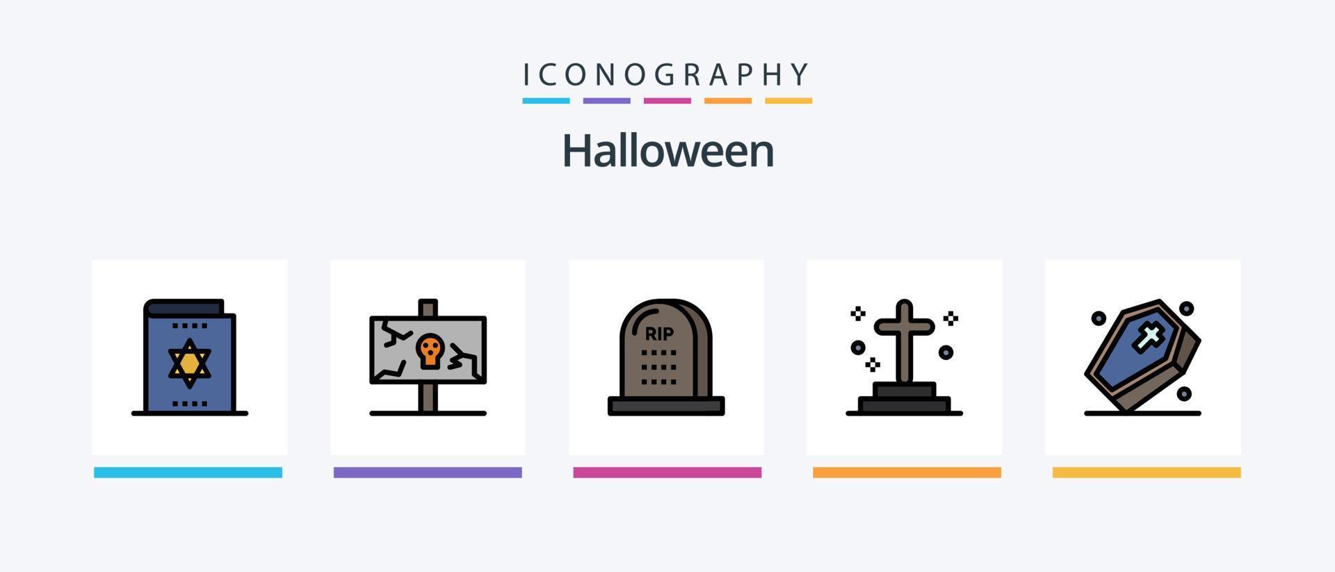 halloween lijn gevulde 5 icoon pak inclusief vakantie. Pasen. halloween. eng. maan. creatief pictogrammen ontwerp vector