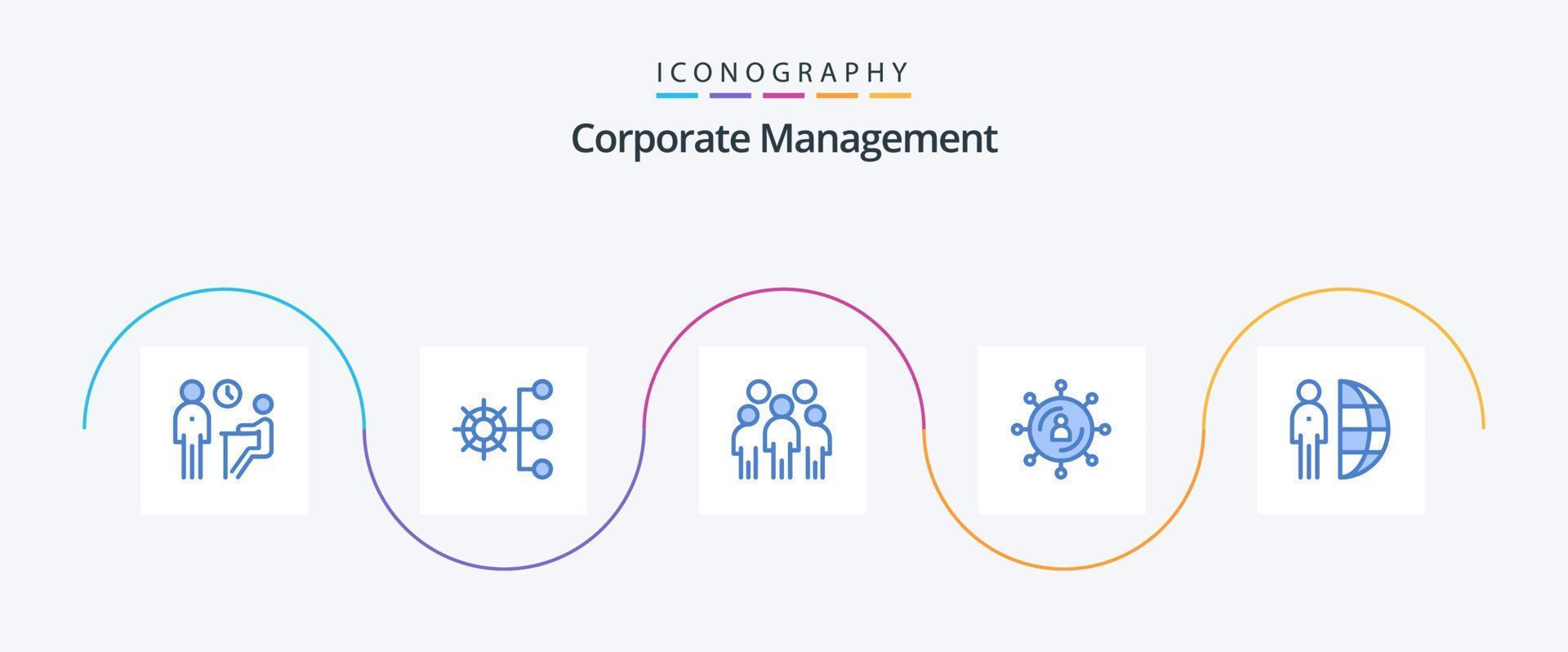 zakelijke beheer blauw 5 icoon pak inclusief media. internetten. beheer. persoon. leiderschap vector