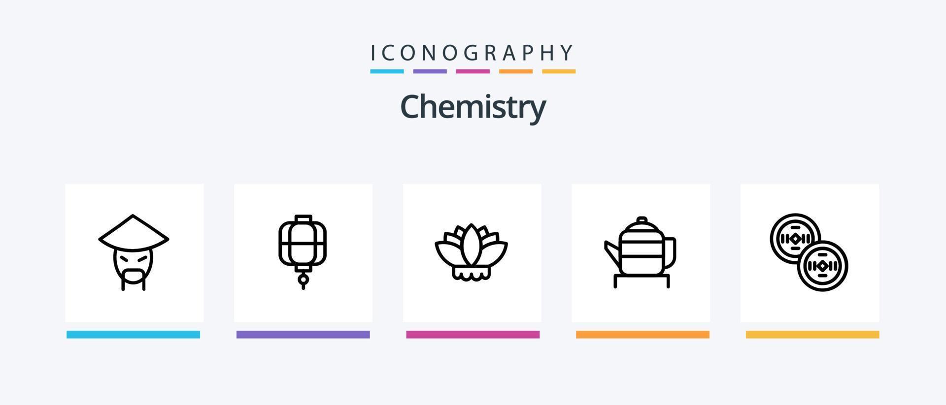 chemie lijn 5 icoon pak inclusief warmte. chemisch. laboratorium testen. experiment. chemie. creatief pictogrammen ontwerp vector