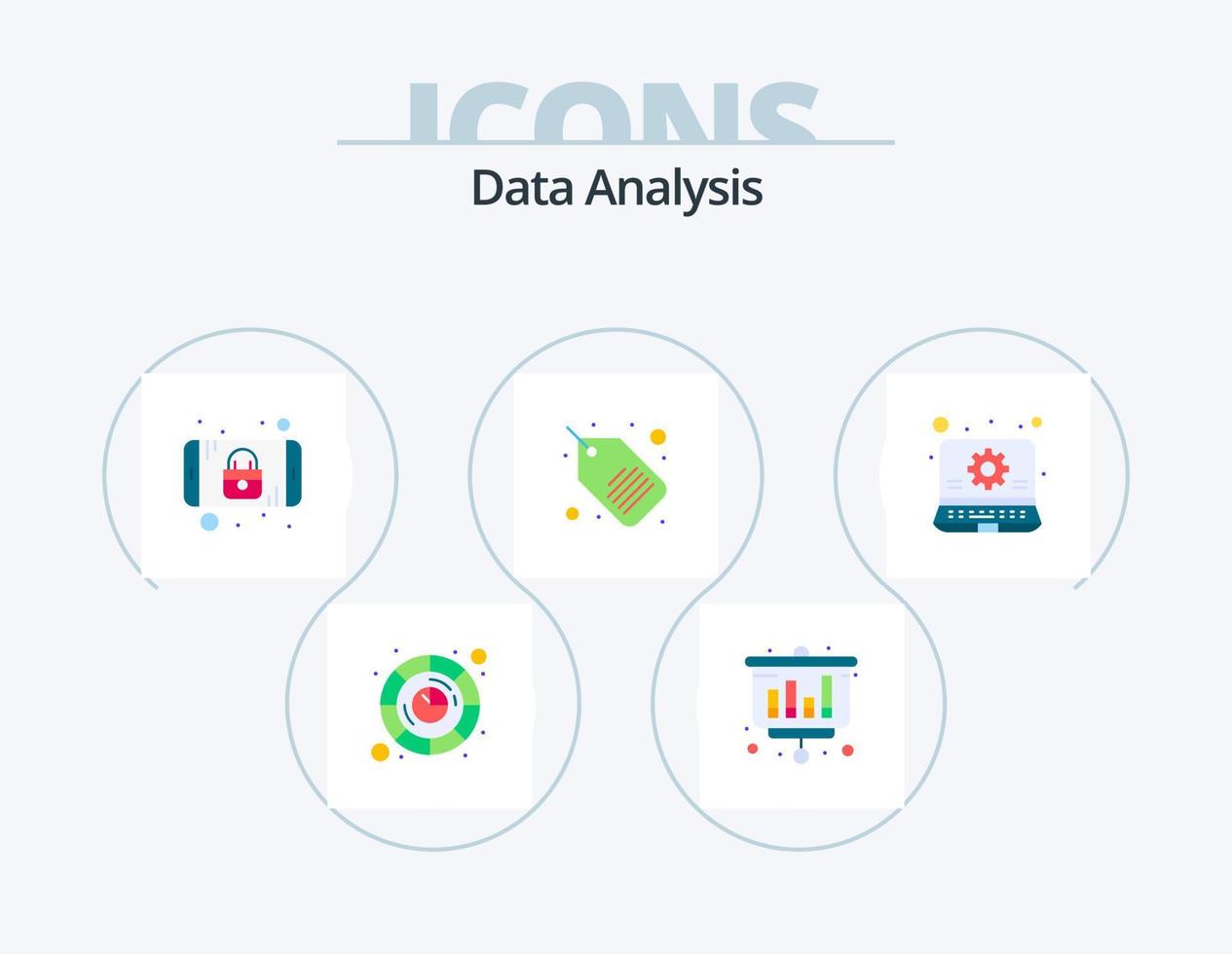 gegevens analyse vlak icoon pak 5 icoon ontwerp. toezicht houden. bedrijf. internetten. beheer. prijs label vector